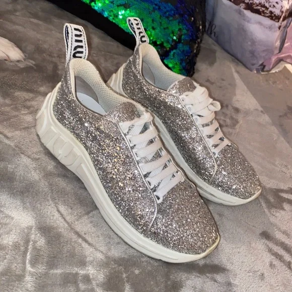 Glitter Miu Miu Shoes White Miu Miu Shoes Miu Miu Glitter Gym